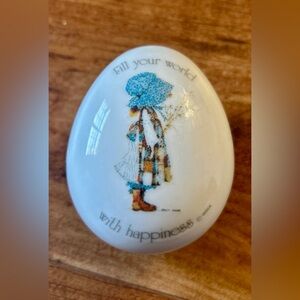 vintage Holly Hobbie porcelain egg trinket box.
